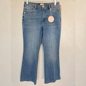 Camila Coelho Crop Kick Flare Jeans 6 Light Wash NWT